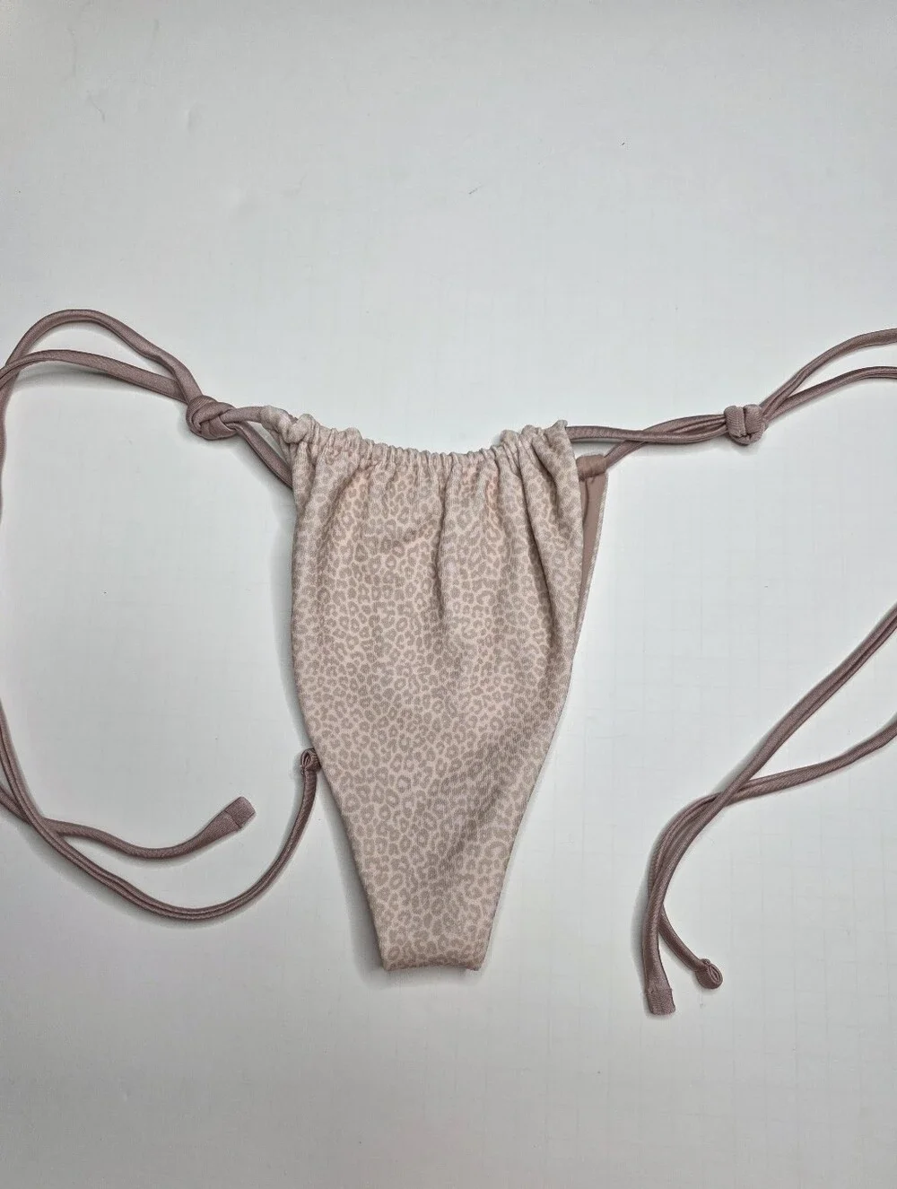 New Frankie’s Bikinis Coco Cheetah Tia Terry String Bikini Bottom Large